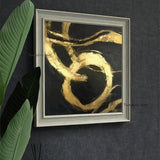 Abstract Modern Hand Painted Oil Painting on Canvas Black Gold Art Line Bedroom