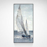 Hand Painted Abstract Wall Sailboat Seascape Minimalist Modern On Canvas Decorative For Living