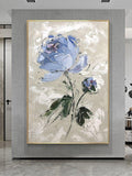 Hand Painted Modern Canvas Art Oil Painting Knife Blue Rose Abstract For Home Hotel Decor Wall Art