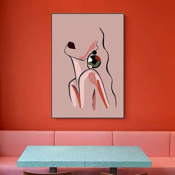 Abstract Hand Painted Sexy Woman Canvas Oil Painting Minimalist Line Body Nordics Decor