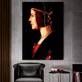 Hand Painted Leonardo Da Vinci Portrait of the Lady with Pearl Headdress Oil Paintings Wall Art Canvasative