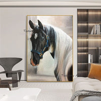 Hand Painted Art Oil Painting Modern Vertical Canvas Horse Paintings on the Wall Canvas