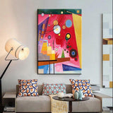 Hand Painted Wassily Kandinsky Oil Paintings Canvas Abstract Synesthesia Art Heavy Red Exhibition Museum Wall Art Decor