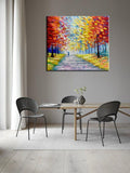 Oil Painitngs on Canvas Hand Painted Knife Art Abstract Landscape Modern Beautiful Streets In Autumn for Wall