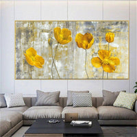 Hand Painted Handmad Oil Painting Impression Yellow Flowers Abstract