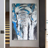 Hand Painted Oil Painting Retro Animal Elephant Abstract Wall Arts