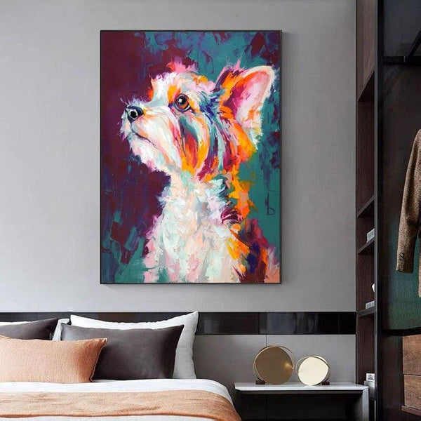 Abstract Cute Animal Dog Canvas Oil Painting Hand Painted Modern As