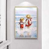 Hand Painted Oil Painting Kids going to the beach Modern Pop Art Canvas s Decor As