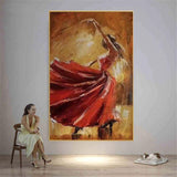 Hand Painted Girl Dancing Flamenco Figure Canvas Oil Painting Art Sexy Woman Painting Artwork Pieces