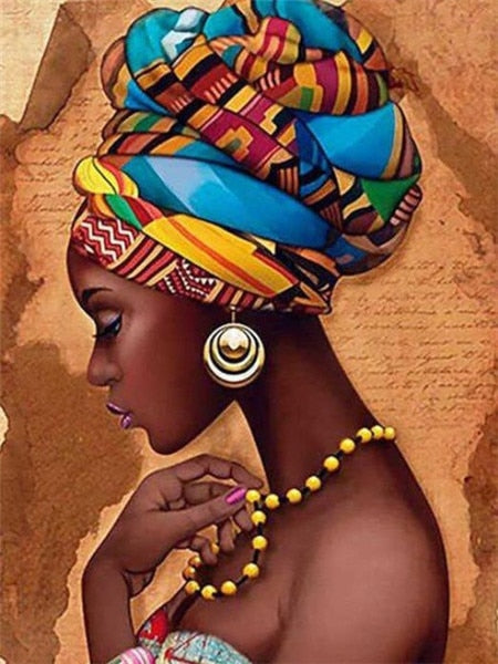 DIY 5D Diamond Painting African Woman Rhinestones Diamond Portrait Mosaic Decortion