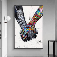 Hand Painted Oil Painting Modern Street Art Handshake Abstracts Room