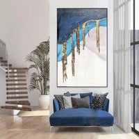 Blue Abstract On Canvas Modern Hand Painted Oil Painting Hallway ping