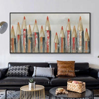 Abstract Pencils Painting Hand Painted On Canvas Modern Bedroom