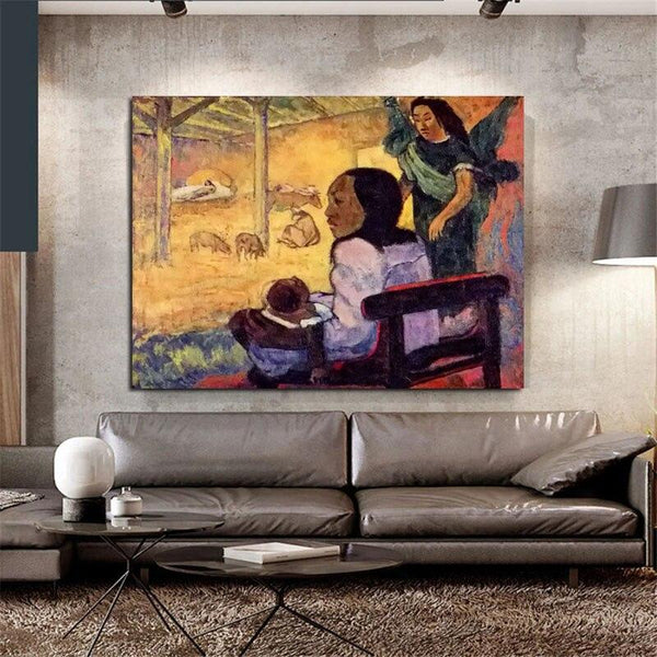 Paul Gauguin Hand Painted Oil Painting A baby born in Tahiti Figure classic Retro Abstracts Aisle Decor