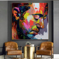 Hand Painted Modern Abstract Portrait Oil Painting On Canvas Hand Paintedative As