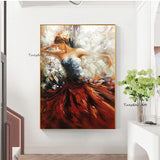 Modern Hand Painted Beautiful Ballerina Oil Painting Abstract Character Art Mural