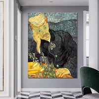 Hand Painted Van Gogh Oil Painting Portrait of Dr. Jia She Abstract Canvas Art Wall House Decor Murals