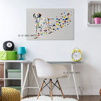 Hand Painted High Quality Animal Dalmatian Dog on Canvas Beautiful Wall Art Funny Dots Dog Oil Painting