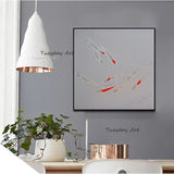 Hand Painted Oil Painting Simple Animal Small Fish Abstract Acrylic Dropshipping Wall Canvas Art