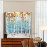 Modern Landscape Abstract Hand Painted Trees On Canvas Beautiful Colorful Tree Painting Wall Art For