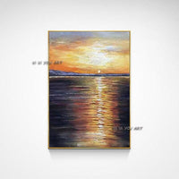 Hand Painted Abstract Wall Art Seascape Minimalist Modern On Canvas Decorative