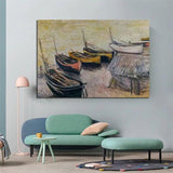 Hand Painted Monet Famous Boats on the Beach 1883 Modern Abstract Landscape Wall Art Painting