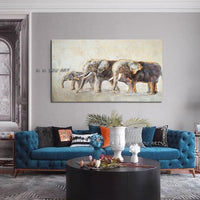 Hand Painted Elephant Texture Abstract Minimalist Modern Wall Art Decorative