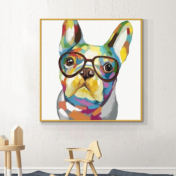 Graffiti Art Animals Wall Art Canvas Hand Painted Oil Painting Wall Art Abstract Colorful Dogs Decor