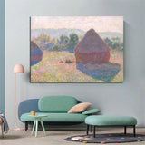 Hand Painted Claude Monet Meules milieu du jour Haystacks midday Impression Famous Landscape Oil Painting Art