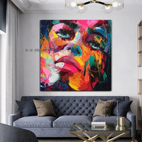 Hand Painted Francoise Nielly Style Knife Portrait Face Figure Canvas Wall Art