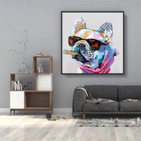 Hand Painted Abstract Cool Dogs Oil Painting Modern for Wall Canvas Art Animal