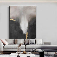 Hand Painted Modern Abstract Oil Painting Thick Texture Black GOLD Grey Art Wall Painting Original ARTWORK