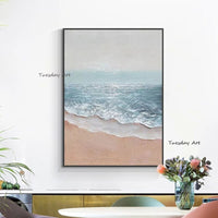 Beautiful Landscape Painting Of The Ocean Waves On The Coast Modern Hand Painted Painting For Room Canvas