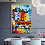 Hand Painted Venice Landscape Abstract Knife Painting Modern Canvas Painting