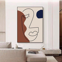 Minimalist Abstract Wall Art Hand Painted Canvas Oil Painting Woman Face Posterss Decor