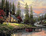 DIY Painting By Numbers House Scenery DIY Frame Pictures Mountain Lake On Canvas Home Decoration 60x75cm