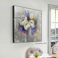 Hand Painted Retro Impression Oil Painting On Canvas Modern Abstract Flower