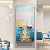 Hand Painted Seascape Oil Painting On Canvas Modern Abstract Landscape Paintings For Hallway