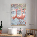 Style Hand Painted Flamingo Ins Bedroom Entrance Backdrop Oil Paintingsative Painting