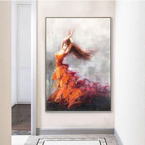 Hand Painted Dancing Girl Abstract Oil Painting Wall Art Modern As