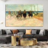 Paul Gauguin Hand Painted Horseman on the Beach Oil Painting Figure Abstract Classic Retro Wall Art Decoration