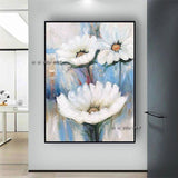 Hand Painted Abstract Flower Art On Canvas