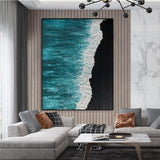 Hand Painted Modern abstract Canvas blue Sea Beach Landscape Modern Wall Painting As