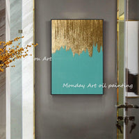 Wall decor Hand Painted abstract gold Home decor Canvas painting Geometric Artwork picture