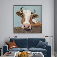 Wall Art Cow Hand Painted Animal Canvas Painting Mural Abstract Painting Modern Poster