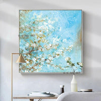 Abstract Blue Sky Flower Tree Hand Painted Modern Simplicity Canvas Wall Art Hand Painted Painting for Home Wall Decor