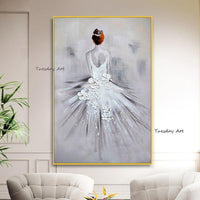 Hand Painted Oil Paintings Dancing Woman Painting Classical Dancer Canvass Modern Room Decoration
