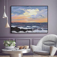 Abstract Hand Painted Landscape Painting Oil Painting Sea Landscape Sunrise Valley Office Hotel