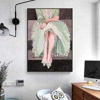 Hand Painted Sexy Lady Ballet Dancer Woman Portrait Oil Painting Wall Hangings Art On Canvas For