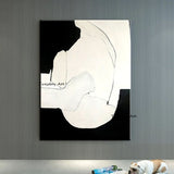 Hand Painted Oil Paintings Modern Black and White Lines Abstract Canvass Bedroom